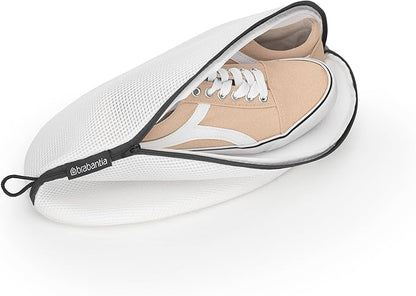 Brabantia Mesh Zip Up Sneaker Bag for Washing Machine (White) Laundry Protector for Cleaning Tennis Shoes, Running Shoes, Athletic Shoes