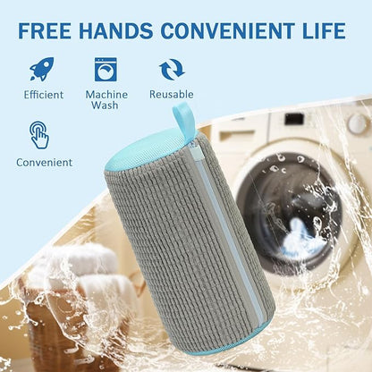 Shoe Washing Machine Bag, 2Pcs Laundry Shoe Bags for Washer and Dryer, 360° Deep Clean, Reusable Cleaning Kit for All Shoe Sizes, Endurable Zipper Washing Bag for Sneaker Gym Shoes, Gray