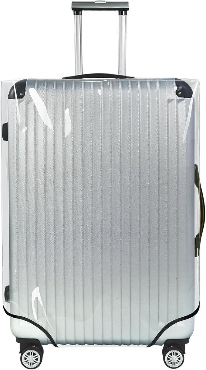 Explore Land Clear Luggage Cover Tough Protector Fits for 20 Inches Suitcase for Travel Airplane (PVC, S)