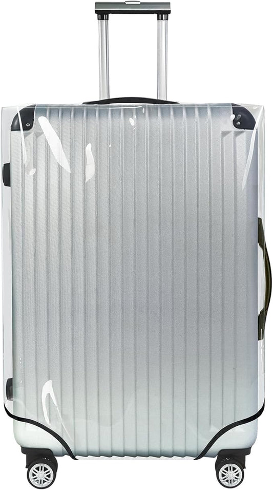 Explore Land Clear Luggage Cover Tough Protector Fits for 30 Inches Suitcase for Travel Airplane (PVC, XL)