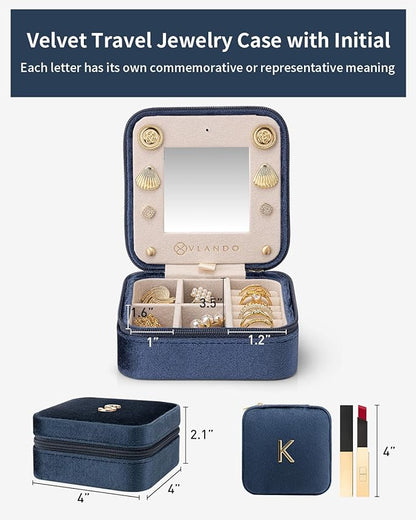 Vlando Preppy Stuff Jewelry Holder Organizer, Preppy School Supplies for Teens Girl Gifts Trendy Stuff, Preppy Jewelry Travle Case, Birthday Gifts for Daughers - Letter K, Dark Blue