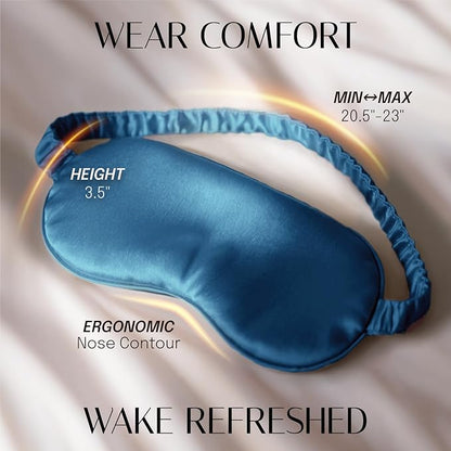 Silk Sleep Mask Eye Mask Blindfold with Double Layer Silk Filling and Elastic Strap for Full Night's Sleep, Travel and Nap, Eye Cover Eyeshade with Luxury Bag and Ear Plugs by OLESILK (Royal Blue)