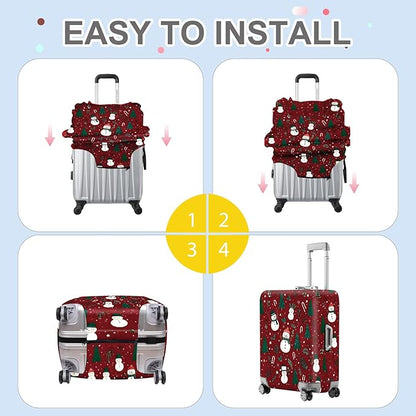 FOREVER QUEEN Snowman - Christmas Tree Luggage Cover Suitcase Protector Suitcase Cover Anti-Scratch,Stretchable Bag Cover Washable Durable Polyester