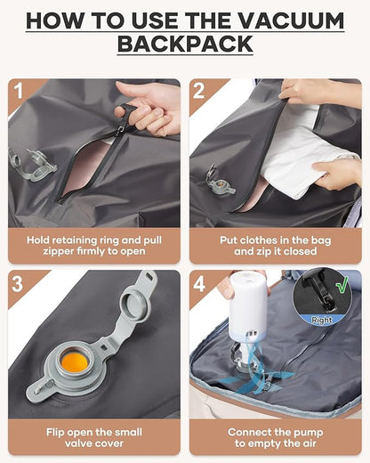 coofay Vacuum Backpack Travel with Pump Vacpack Travel Backpack with Vacuum System Mochila de Viaje Compresion al Vacio Easyvacpack Airbag Backpacks for Traveling Carry on Luggage