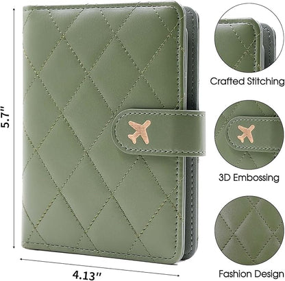 Melsbrinna Rfid Passport Holder for Travel women/Men, Cute Passport Wallet Rfid Blocking Card Slots, Rfid Passport Cover/CaseTravel Wallet, Passport Book Holder (1, LG GREEN)