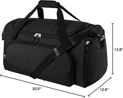 Gym Bag for Men - 55L Black Durable Large Duffle Bag for Travel, Workout, Fitness & Sport