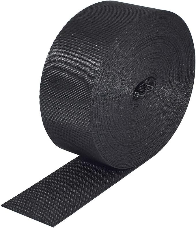Flat Nylon Webbing 1 Roll 10 Yards 1.5 Inch Wide Strap for DIY Making Luggage Strap, Dog Leashes, Lawn Chairs, Hammocks, Towing, Outdoor Activities, Canoe Seat, Furniture, Slings (Black)