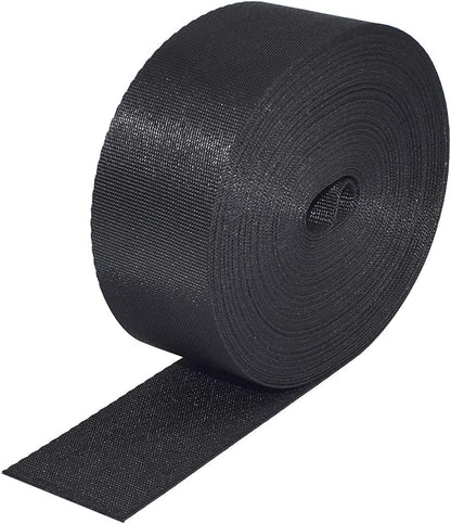 Flat Nylon Webbing 1 Roll 10 Yards 1.5 Inch Wide Strap for DIY Making Luggage Strap, Dog Leashes, Lawn Chairs, Hammocks, Towing, Outdoor Activities, Canoe Seat, Furniture, Slings (Black)