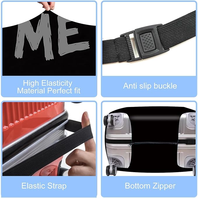 Funny 'Don't Touch Me' Luggage Cover – Black Travel Suitcase Protector with Angry Face Design, Stretchable and Protective Cover for Travelers Fits 32''–34'' Suitcases (Size XL)