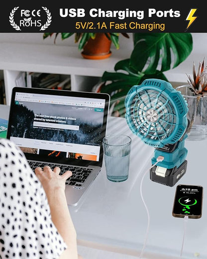 Taingwei Portable Clip on Fan for Makita 18v Battery,Battery Powered Stroller Fan with 3 Energy Efficient Speed Settings for Bedroom,Outdoor,Camping and Job Site(Tool Only)