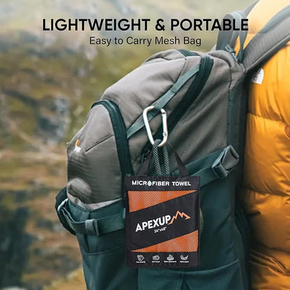 APEXUP Microfiber Travel Towel, Ultra Absorbent Quick Dry Towels, Lightweight Gym Sports Camping Towel for Workout, Yoga, Beach, Shower, Swimming (60"×30", Orange)