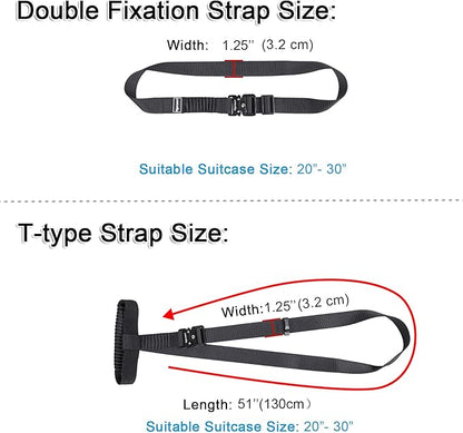 Vigorport Luggage Straps, Straps for Suitcase, Add A Bag Stretchable Attachment Accessories for Connect Your 3 Luggage Together (Black, 1.25" Width)