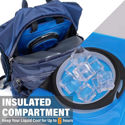 Insulated Hydration Backpack Pack with 2L Water Bladder Lightweight 22L Hiking Backpack Bag for Women Men Daypack for Hiking Running Festival Camping Biking