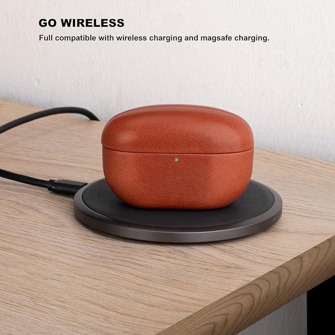 LOPIE Leather Case for Sony WF-1000XM5 Earbuds - Handcrafted, Protective Hard Shell - Brown