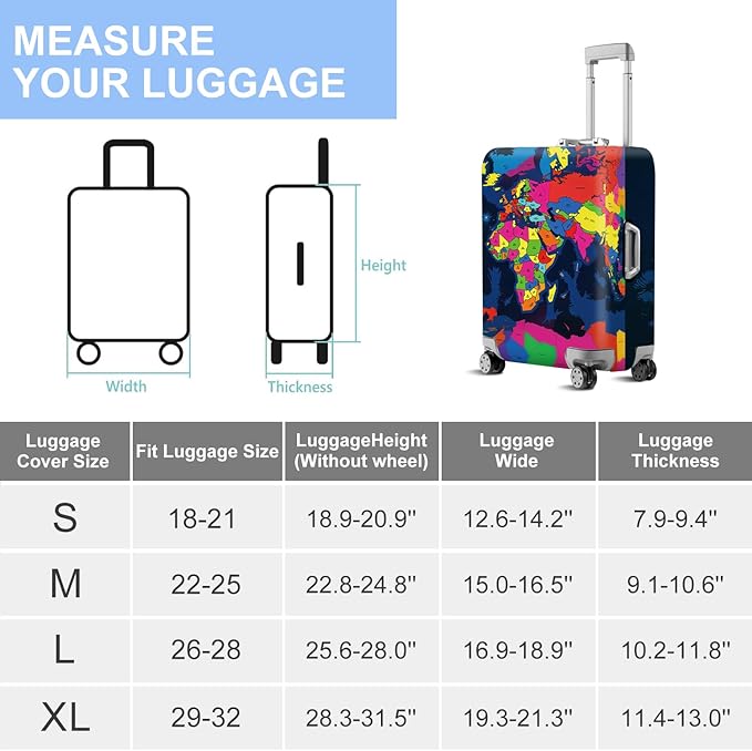 ANNA QUEEN Travel Luggage Cover Suitcase Protector Suitcase Cover Anti-Scratch,Stretchable Bag Cover Washable Durable Polyester with Elastic Hem with Zipper Closure