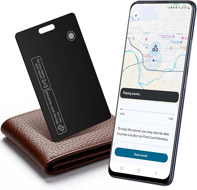 Wallet Tracker Card Air-Tag - for Android & iOS, Work with Google Find Hub & Apple Find My, 0.07in Slim Tracking Card, IP68 Waterproof Bluetooth Smart Item Locator for Wallet, Purse, Backpack, Luggage