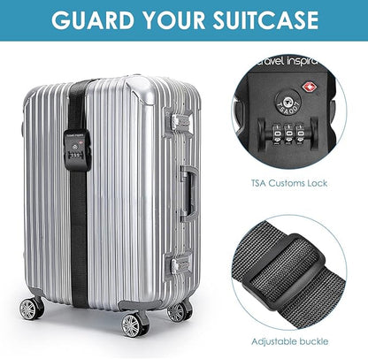 Travel Inspira Luggage Straps for Suitcases with TSA Lock, Protect Your Luggage Anti-Burst, High Visibility Color, Easy to Identify Luggage Adjustable Heavy Duty Belt for 20-32 Inch Suitcases