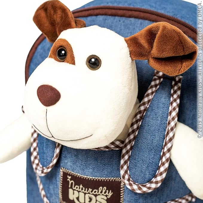 Naturally KIDS Dog Backpack, Dog Toys for Toddlers, Toddler Stuffed Animals Gifts for 2 3 4 5 Year Old Girl Boy