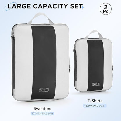 2 Set Compression Packing Cubes for Travel Essentials,Compressible Expandable Packing Cubes for Suitcase,OlarHike Luggage Organizer Bags for Travel,Handy Helper for Organizing Clothes(Black)