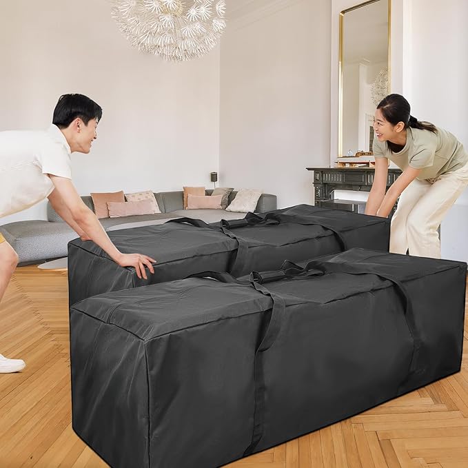 COOLBEBE 60" Sports Duffle Bag - 332L 2PCS Extra Large Travel Duffel Luggage Bag with Upgrade Zipper, Sturdy & Water Resistant Long Duffle Bag for Camping Moving (Black 60inch 2Pack)