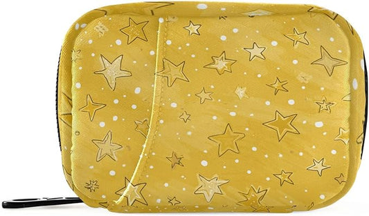 Cute Golden Stars and Dots Travel Pill Organizer Case Box Container Weekly Portable Vitamin Medicine Holder Storage Bag with Zipper Removable