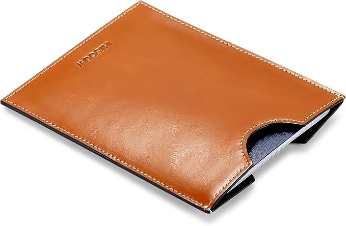 HISCOW Minimalist Passport Sleeve - Italian Calfskin (Antiqued Brown)