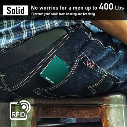 Minimalist Wallet for Men, Metal Wallet with Money Clip, Slim Compact Wallet, RFID Blocking Card Holder, Metal Aluminum Credit Card Holder, Holds up to 20 Cards