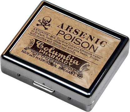 7 Days Chromed Shiny Silver Pill Organizer with Mirror Inside Has 8 Separate Compartments Rectangle Cute Travel Pill Organizer for Purse 7 Days (Retro Style)