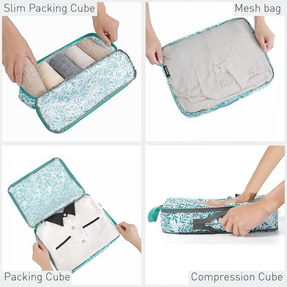Bagail Ultralight Compression Cubes 7 Set - 3 Packing Cubes, 3 Organizers, and 1 Shoe Bag