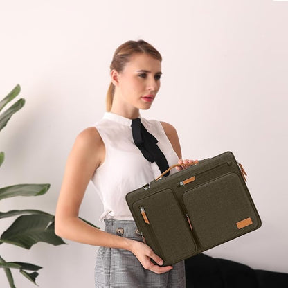 MOSISO 360 Protective Laptop Shoulder Bag,15-15.6 inch Computer Bags Compatible with MacBook Pro 16 inch, HP, Dell, Lenovo, Asus Notebook,Side Open Messenger Bag with 4 Zipper Pockets, Carob Brown