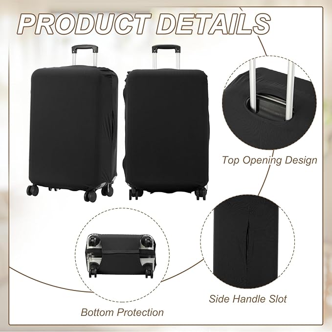 uxcell Luggage Cover for Suitcase Protector, Fit 21-25 Inch Luggage Elastic Suitcase Cover Scratch-Resistant Covers for Travel Business Trips, Black (M)
