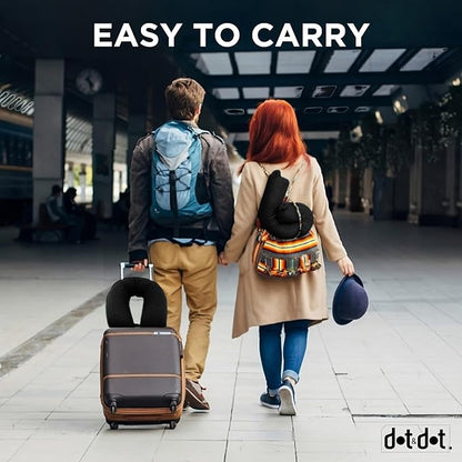 Dot&Dot Twist Memory Foam Travel Pillow for Airplanes - Travel Neck Pillow for Sleeping - Airplane Pillow for Neck Support, Chin, Lumbar and Leg - Adjustable, Bendable Neck Roll Pillow (Onyx)