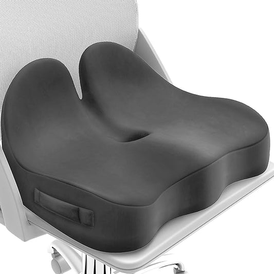 Seat Cushion, Memory Foam Office Chair Seat Cushion for Office Chairs/Car/Long Trip/Desk Chair/Gaming, Extra Large Size for Sciatica & Hip & Tailbone Pain Relief, Sciatica Support (Grey)