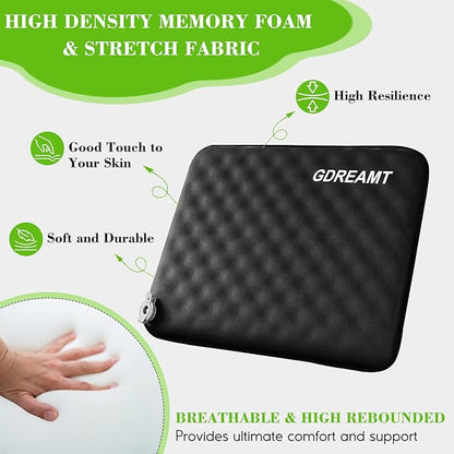 Inflatable Seat Cushion, Self-Inflating Memory Foam Stadium Seats Cushion Portable Camping Air-Foam Sitting Pad for Travel Airplane Car Bleachers Backpacking Office, Lightweight & Compact