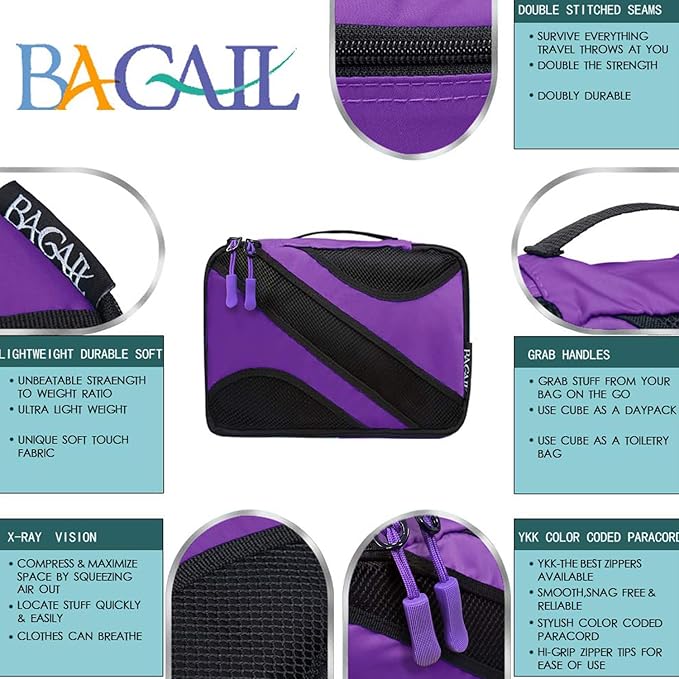 BAGAIL 6 Set Packing Cubes,Travel Luggage Packing Organizers