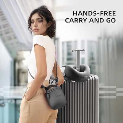 Travel Pillow - Memory Foam Neck Pillow Airplane, Neck Travel Airplane Pillow for Long Flight, Portable Travel Essentials, 360º Ergonomic Support, Machine Washable (Black)