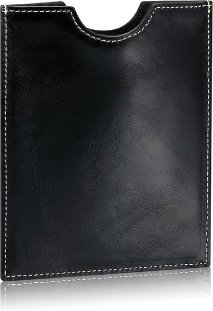 HISCOW Minimalist Passport Sleeve - Italian Calfskin (Antiqued Black)
