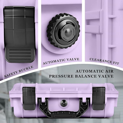 1 Pcs 16.3 x 12.4 x 6.5 Inch Waterproof Hard Case with DIY Customizable Foam Insert Portable Protective Case with Knife for Camera Drones Equipments Tools Test Instruments (Purple)