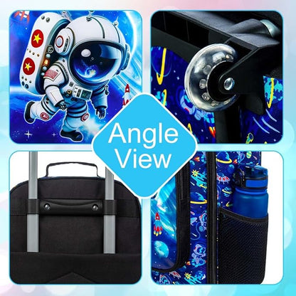 UFNDC Kids Suitcase for Boys, Astronauts Rolling Luggage with Wheels，Travel Carry on for Children Toddler Elementary