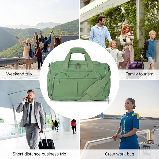 Hanke Carry On luggage Bags for Travel, Large Foldable Duffle Bag for Travel, Softside Lightweight Travel Bag Carry On Bags for Airplanes Women, Travel Tote Bags for Women Men.(Forest Green)