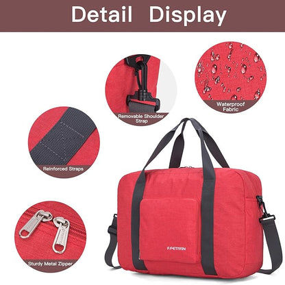 For Spirit Airlines Personal Item Bag 17.7x12.6x6.3 Foldable Travel Duffel Bag Underseat Carry-on Luggage for Women and men 25L(Orangered)