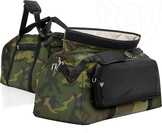 Xtreme Sight Line ~ Xecutive Transport Faraday Duffel Bag with Removable XTECH Pouch for Computer Towers and Other Large Electronics ~ Data Security ~ Shoulder Strap Included ~ Woodland Camo
