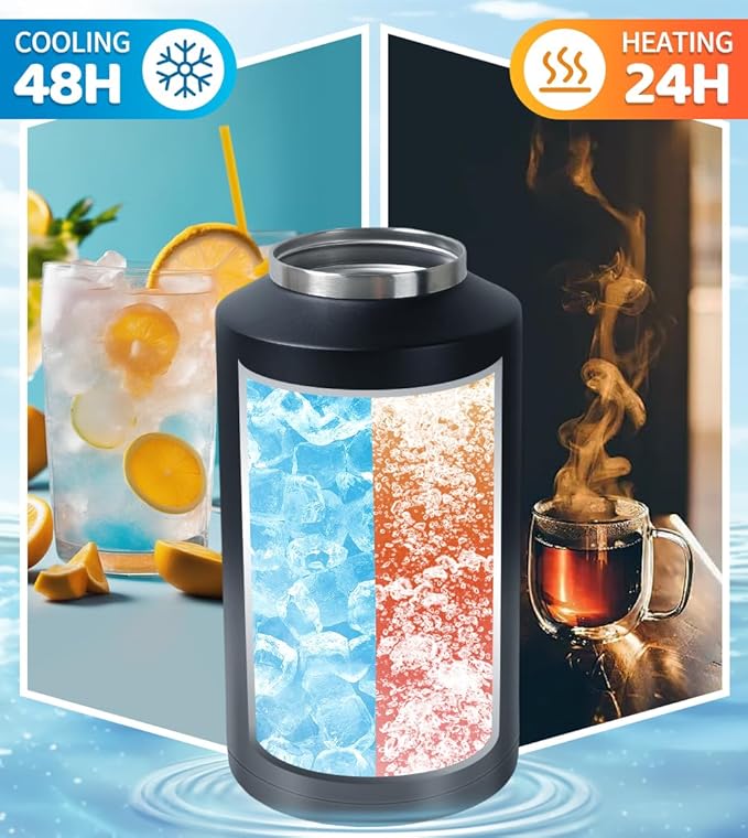 Insulated Water Bottle, 1 Gallon Jug with Handle, 128 oz Stainless Steel Large Water Bottle Wide Mouth Double Vacuum for Hot & Cold Drinks, Gradient Gray