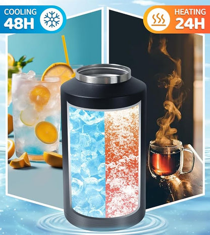 Insulated Water Bottle, 1 Gallon Jug with Handle, 128 oz Stainless Steel Large Water Bottle Wide Mouth Double Vacuum for Hot & Cold Drinks, Gradient Gray