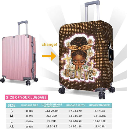 Travel Suitcase Protector African American Girl Elastic Protective Washable Luggage Cover With Concealed Zipper Suitable For 18-32 Inch(L (for 25-28 inch luggage))