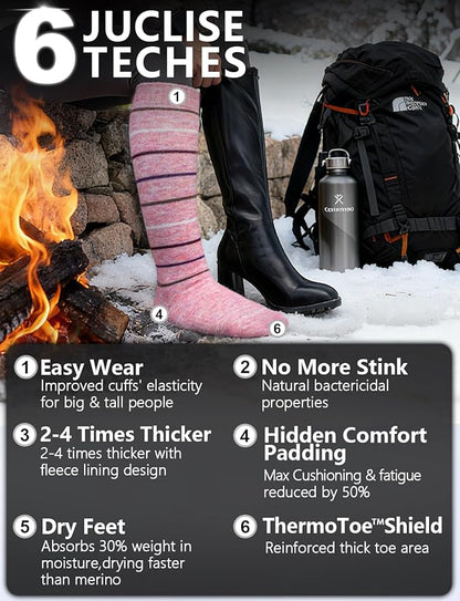 Alpaca Wool Heavyweight Knee High Compression Socks, Thick Winter Thermal Warm Soft Circulation Travel Flying