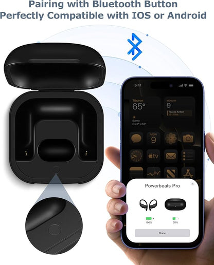 Charging Case Replacement Compatible with Powerbeats Pro - 700mAh Battery Portable Earbuds Charger Case with Bluetooth Pairing Black