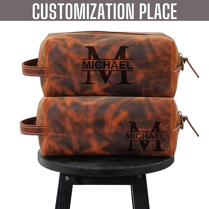 For the Man Who Has Everything - Personalized Leather Toiletry Bag for Men - Custom Dopp Kit with Monogram - Shaving & Travel Bag - Engraved Gift for Groomsmen, Dad, Husband, Anniversary
