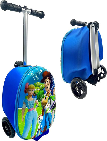 Fast Forward Kid’s Licensed 18" Ride-On Suitcase Scooter - Lightweight Carry-On Foldable Scooter Luggage