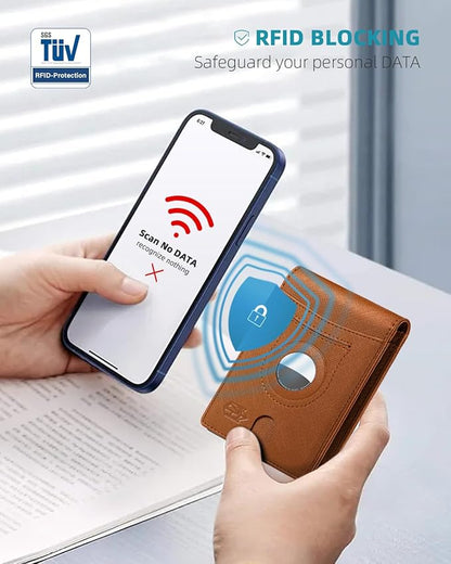Zitahli Men's Wallets Airtag Holder Slim Rfid Leather with Gift Box